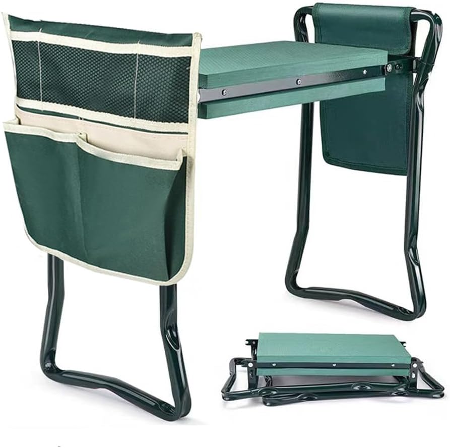 Garden Kneeler and Seat with Soft Kneeling Pad and 2 Tool Pouches, Portable Gardening Kneeling Bench with Handles Set for Men, Women, Seniors, Garden Bench for Kneeling and Sitting
