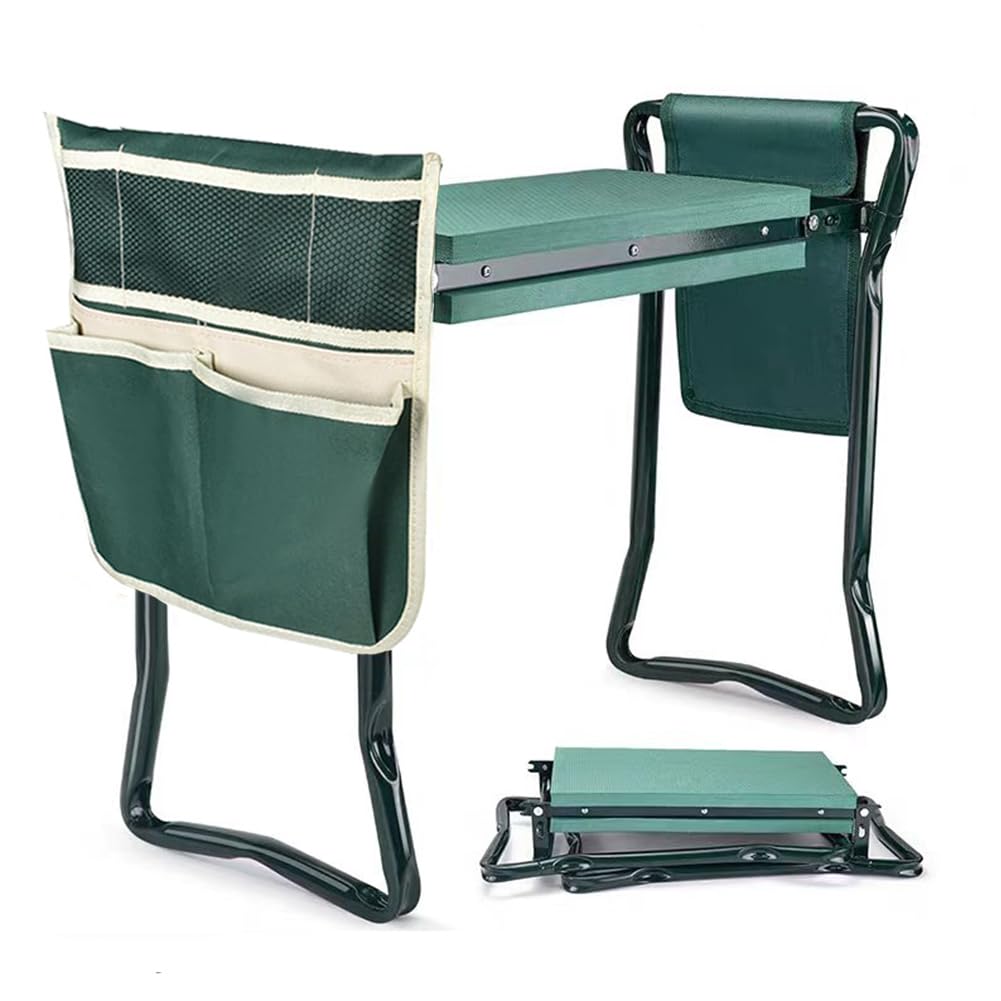 Rodilleras y asiento de jardín con almohadilla suave para arrodillarse y 2 bolsas de herramientas, banco portátil de jardín con asas, regalos de jardinería para hombres, mujeres, personas mayores