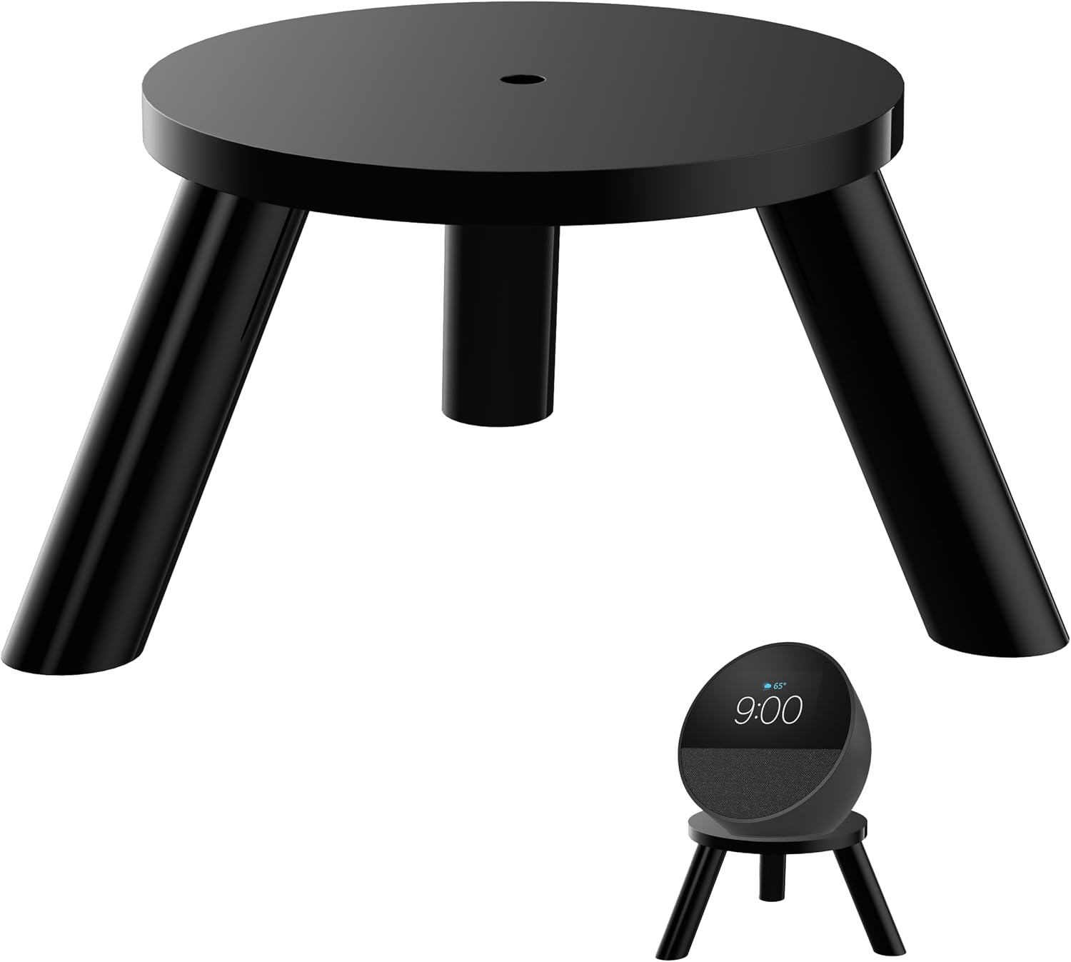 Compatible with Amazon Echo Spot Holder, Echo Spot Stand Holder, Echo Spot Wall Mount with Integrated Cable Management, No Screws Required, Speaker Accessory Rack (Echo Spot, Black) 1 Piece