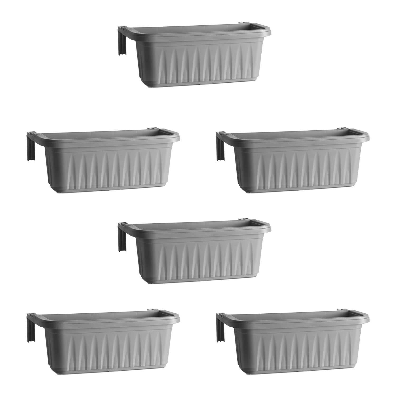 FRANKYSTAR Golondrina 50 - Juego de 6 Macetas Balconeras de 50 cm con Ganchos Ajustables y Reserva de Agua
