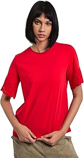 تيشرت فانسي امب انجليز بأكمام قصيرة للنساء من بريمودا، قميص حديث PRWxx004638