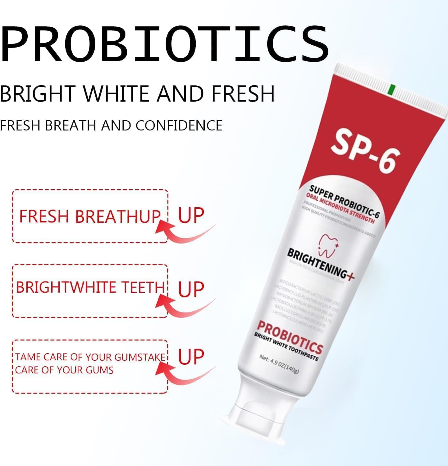 3PCS SP-6 Probiotic Whitening Toothpaste, Enhanced Formula with 6 Probiotics for Teeth Whitening and Gum Health, Enamel-Safe, Fluoride-Free, Fresh Mint Flavor, Ultra whitening and Fresh Breath