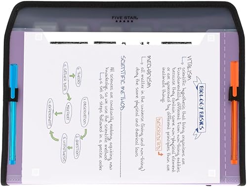 Miniatura 5 de Five Star Organizador de archivos expandible de 7 bolsillos + aplicación de estudio, carpetas de archivos expandibles de plástico con pestañas