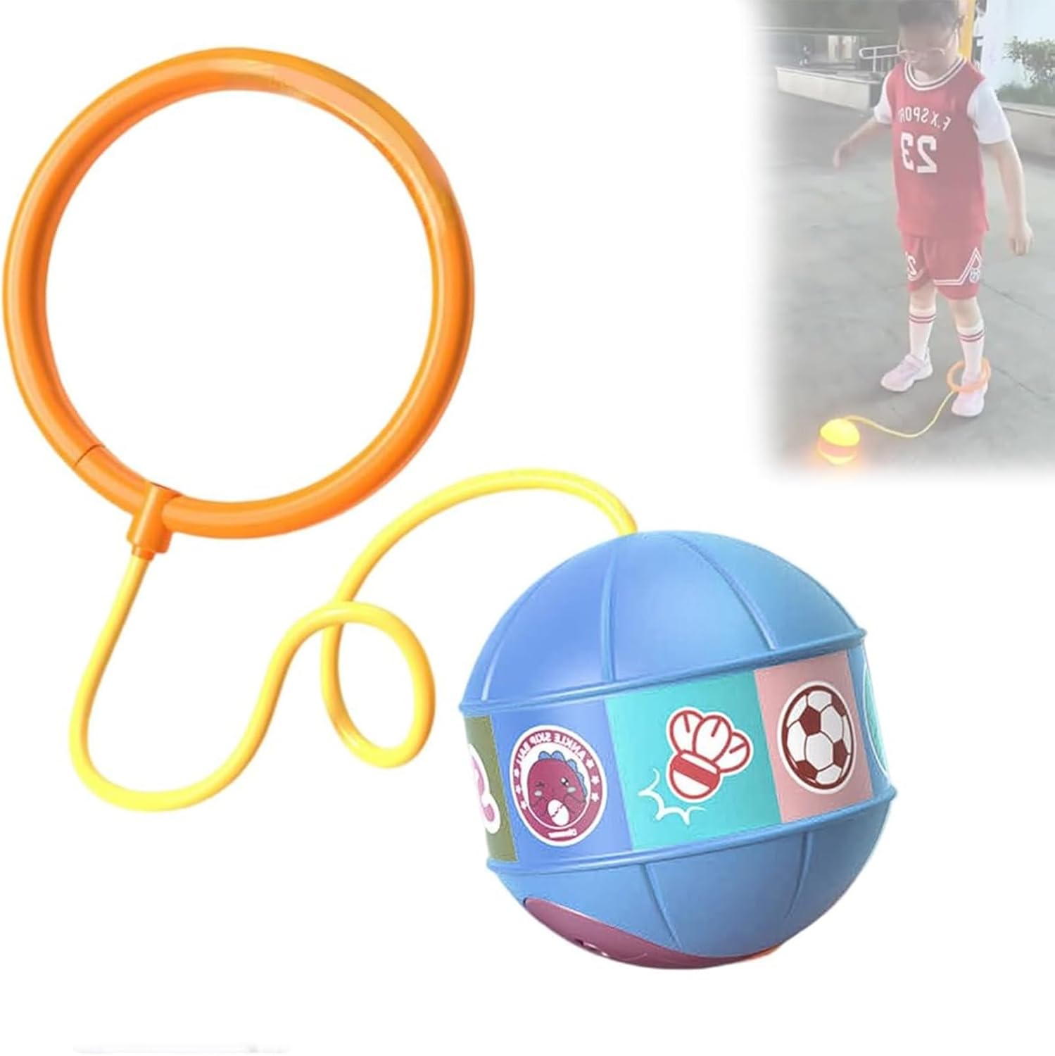 Glowing Bouncing Ball, Skip Ball, Ankle Skip Ball for Kids