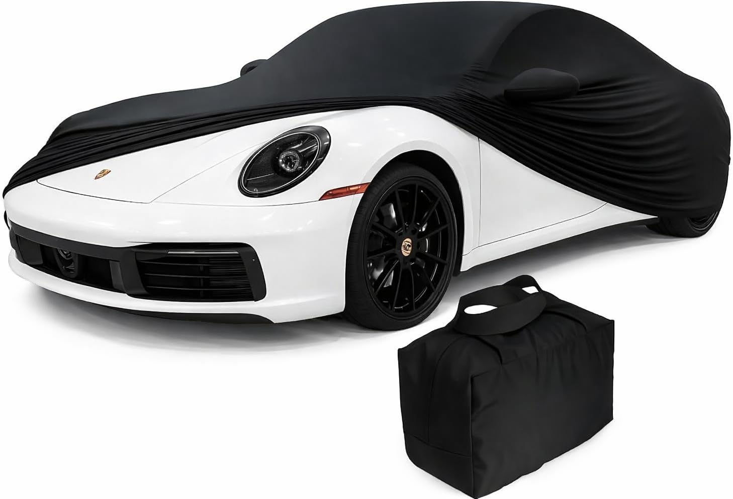 SR1 USA Porsche 911/718 Indoor Car Cover - Custom Fit Ultraguard Stretch Satin Compatible for 1999-2026 Porsche Coupe Carrera Targa Turbo GTS, Cayman & Boxster - The Ultimate High End Fit (Black)
