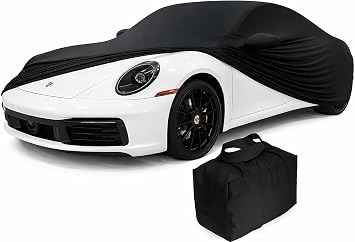 SR1 Performance USA Porsche 911 & 718 Indoor Car Cover Custom Fit 1999-2026 Carrera Turbo GT3 Targa Boxster Cayman Ultraguard Stretch Satin Breathable Dust Protection Garage Cover Black