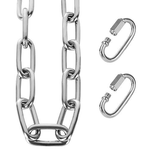 1/4” Hanging Link Chain, 6.56 Feet 304 Stainless Steel Link