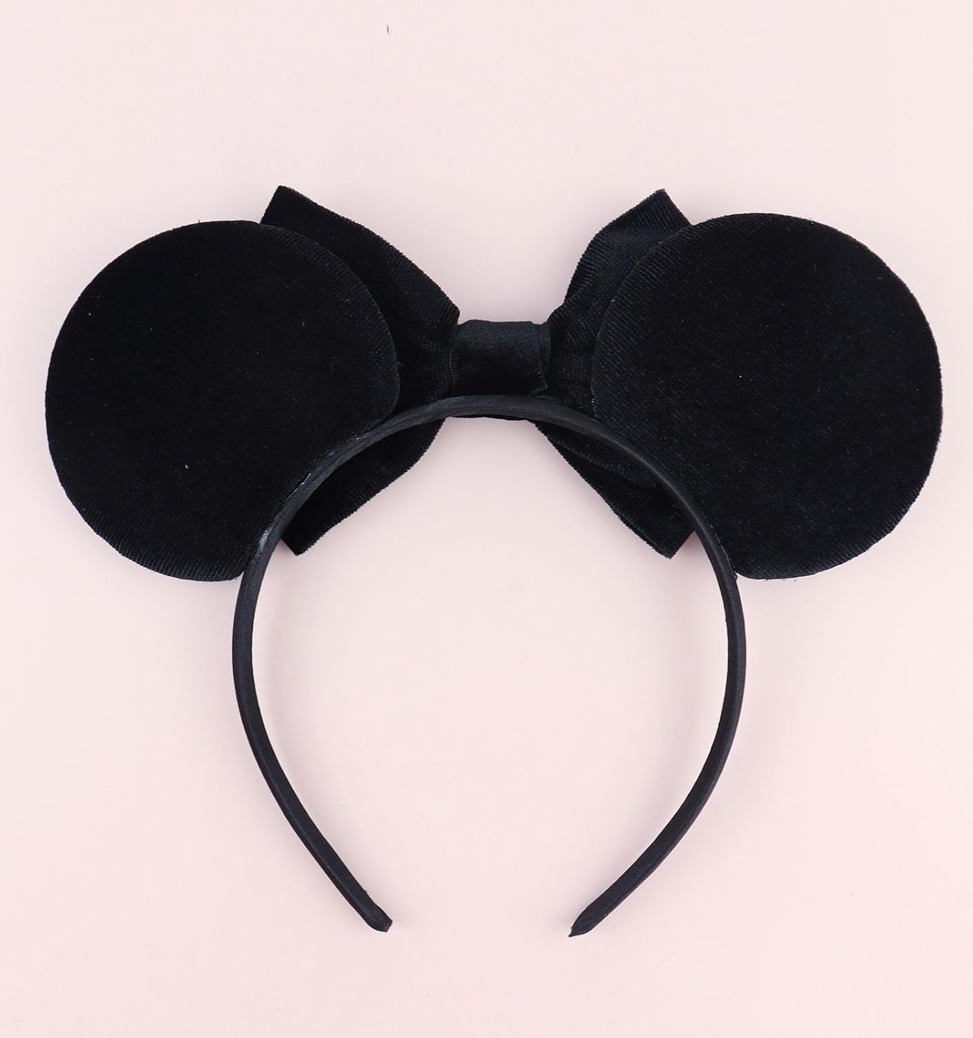 Mouse Ears Headband with Pearl, Black Velvet Mouse Ears Headbands for Women Halloween Costume, Party Hair Accessories - Black Pearl