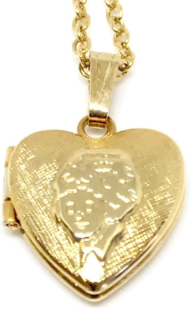 Little Orphan ANNIE HEART Shape LOCKET PENDANT NECKLACE 5/8" MEDIUM Gold Tone (1981)