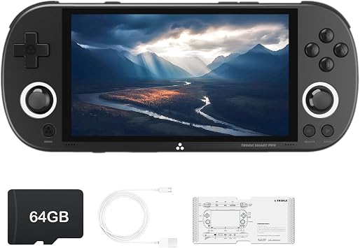 Trimui Smart Pro Handheld Game Console 4.96-Inches Display, Linux System, Built-in 64G TF Card Black