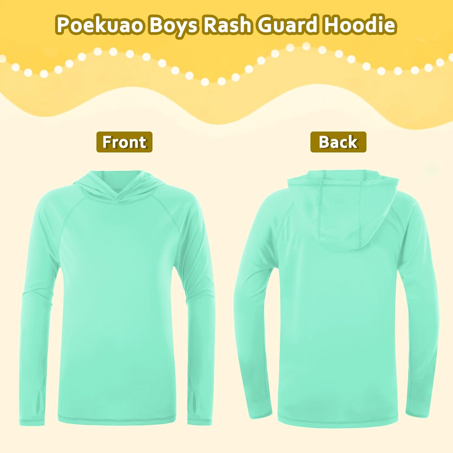Boys Rash Guard Hoodie UPF 50+ Sun Protection Long Sleeve Swim Shirt Quick Dry Kids SPF Fishing Water Beach Shirts - Image 3