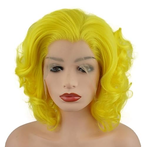 Miniatura 3 de Pelucas sintéticas con encaje frontal de 10 pulgadas de pelo ondulado corto de 10 pulgadas de densidad alta atada a mano