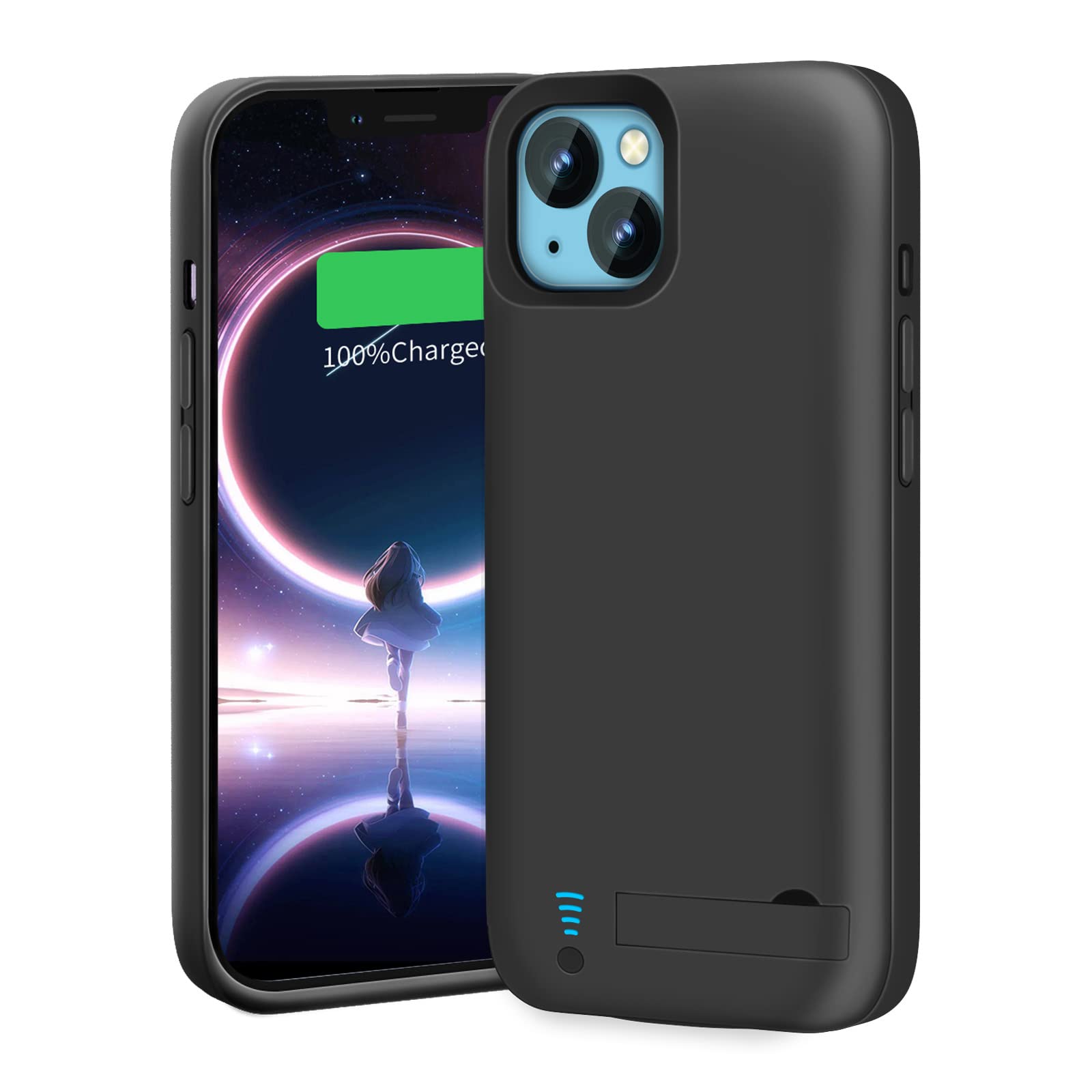 Battery Case for iPhone 14, 5000mAh Rechargeable Extended Battery Charging/Charger Case, Add 100% Extra Juice (6.1 Inches) Black