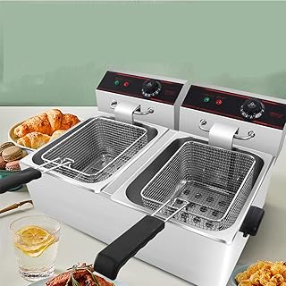 8/16l Universal Electric Fryer, Stainless Steel Table Top Large Capacity Fryer for Kitchen Business, Can Fried Chicken, French Fries, Chicken Cutlets,220V-8L+8LDoublecylinder