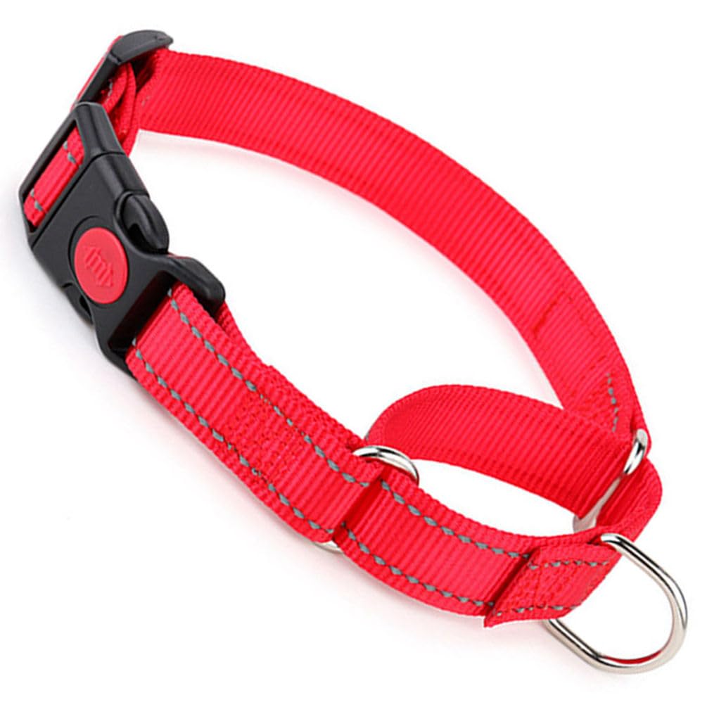 Martingale Collar For Dogs With Quick Release Buckle, Reflective Choke Collar For Dogs Escape Proof No Slip Training Martingale Dog Collars For Medium Large Pets (Red, M)