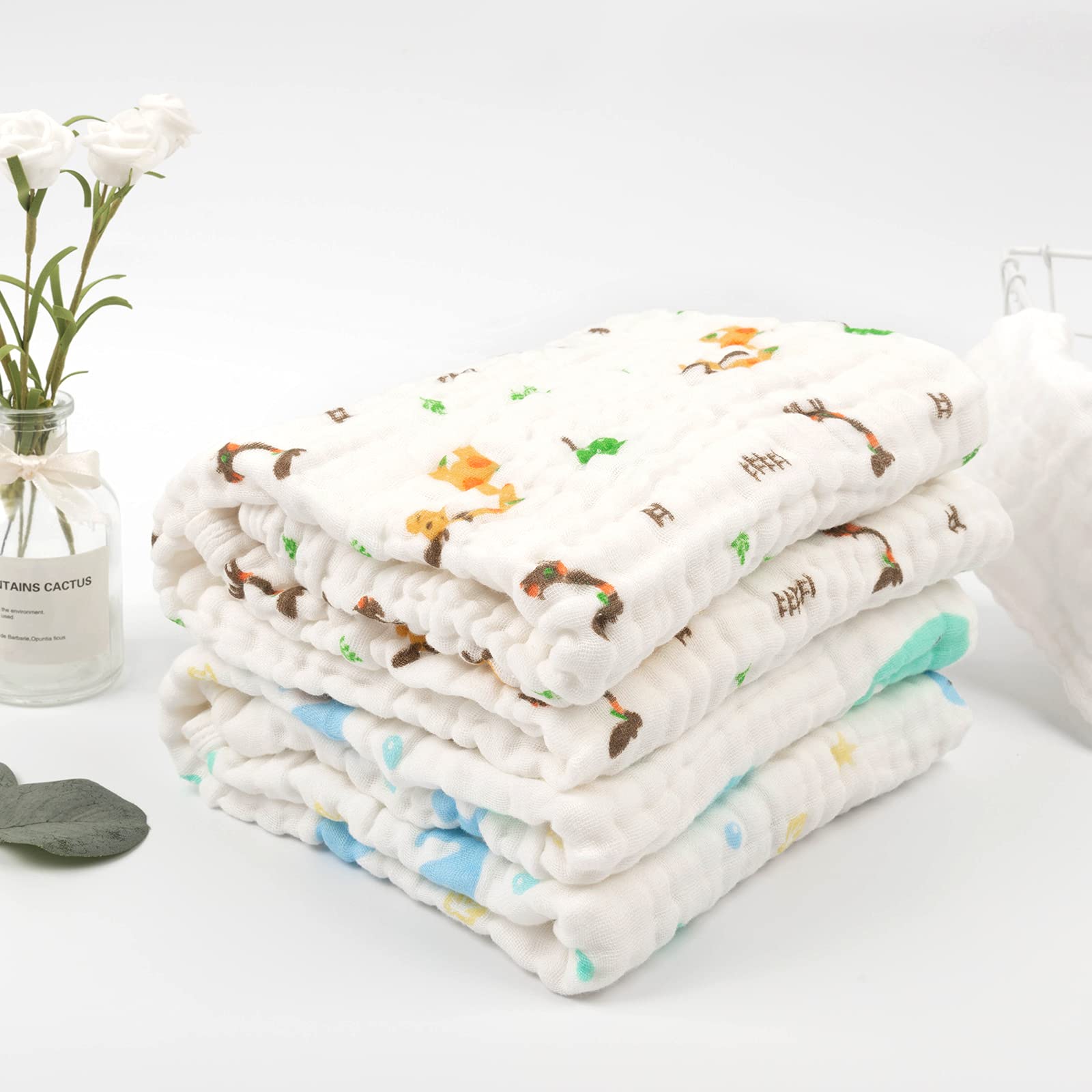 babygoal Ręcznik kąpielowy dla niemowląt, 2 sztuki, 100% bawełna muślinowa ręcznik z kapturem dla noworodka, malucha, niemowląt, chłonny i hipoalergiczny prezent dla niemowląt, chłopców i dziewcząt,