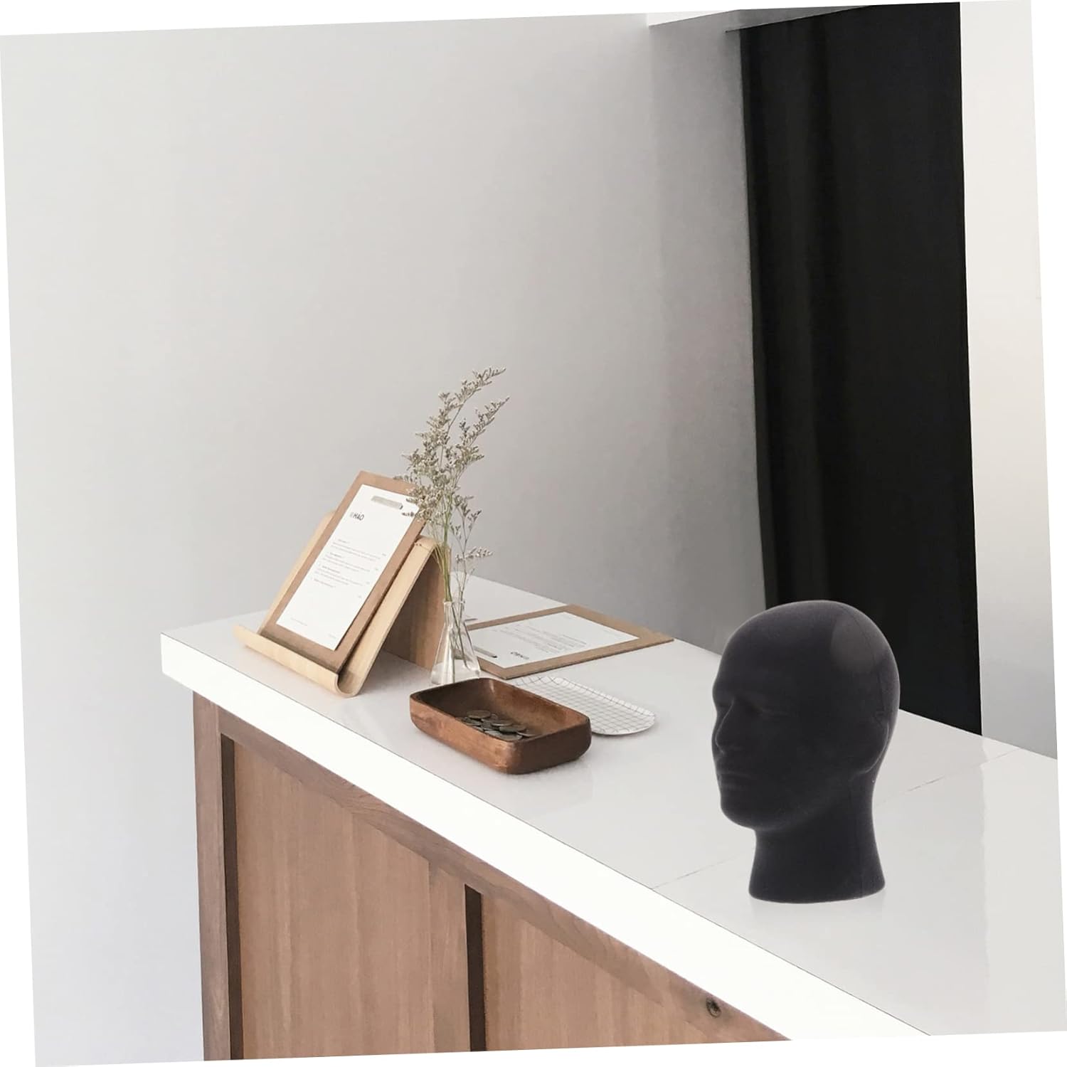 ULTECHNOVO 2pcs Head Display Stand Black Wigs Mannequins Male Mannequin Hairdressing Head Wig Display Wig Heads Foam Mannequin for Caps Foam Flocking