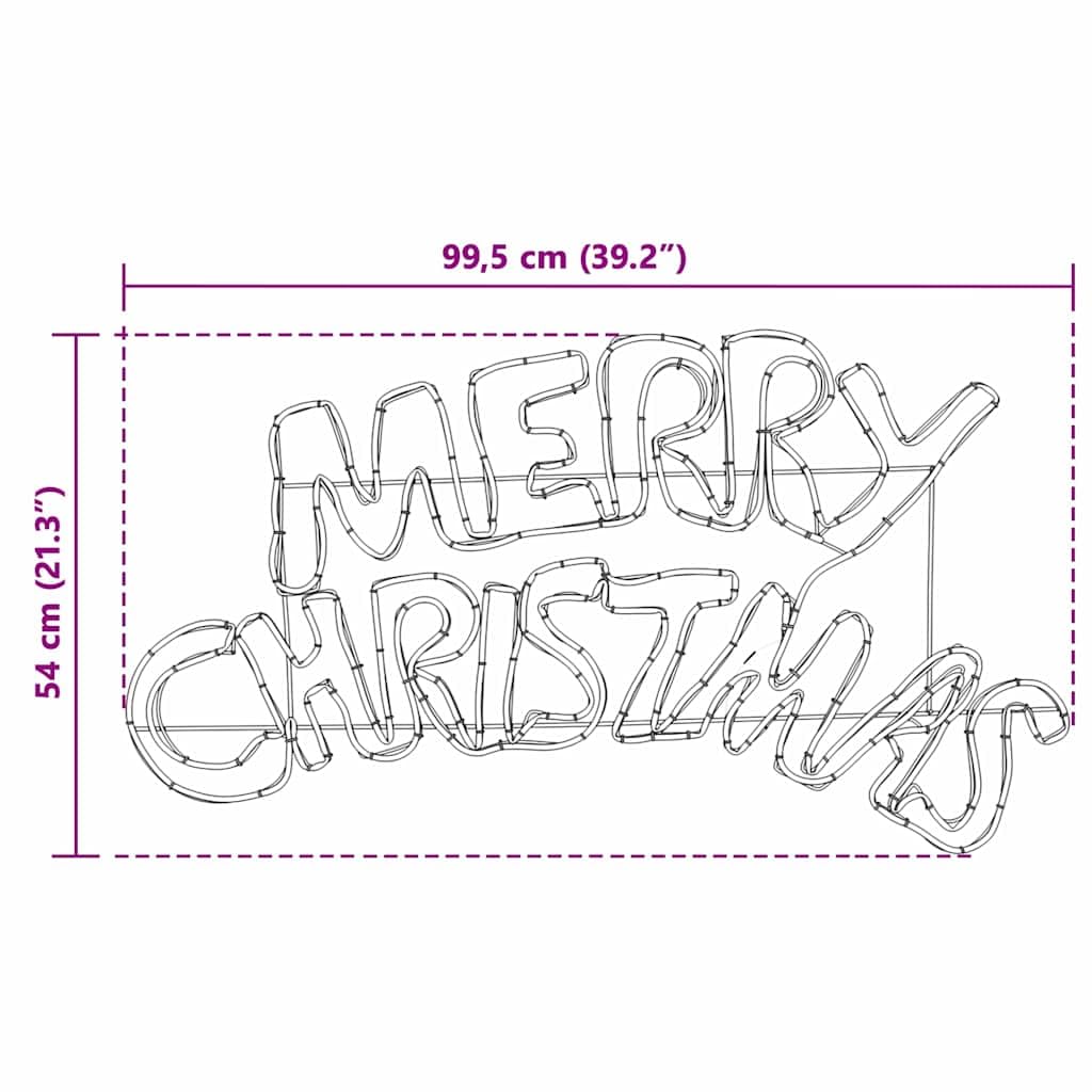 Weihnachtsschild mit 240 LEDs Mehrfarbig, robustem PVC, 99,5 x 54 cm, für Innen und Außen, Festliche Weihnachtsdeko, Weihnachtsbaumschmuck, Christbaumschmuck, Tannenbaum-Ornamente