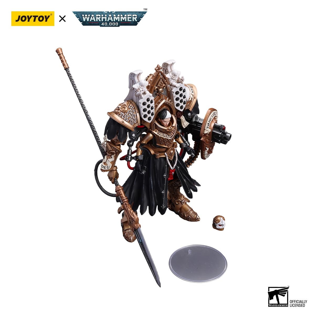 Action Figure Warhammer 40K Joy Toy 10,7 Cm | Astra Militarum Cadian Command Squad Veteran Con Medi-pack | Scala 1/18 In PVC E ABS