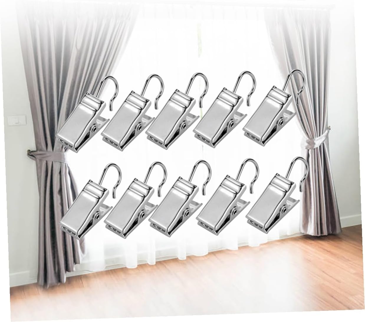 LIFKOME 120pcs Metal Curtain Clips Hooks for Hanging Decor Lights Ceiling Outdoor Party Home Shower Wire Holder