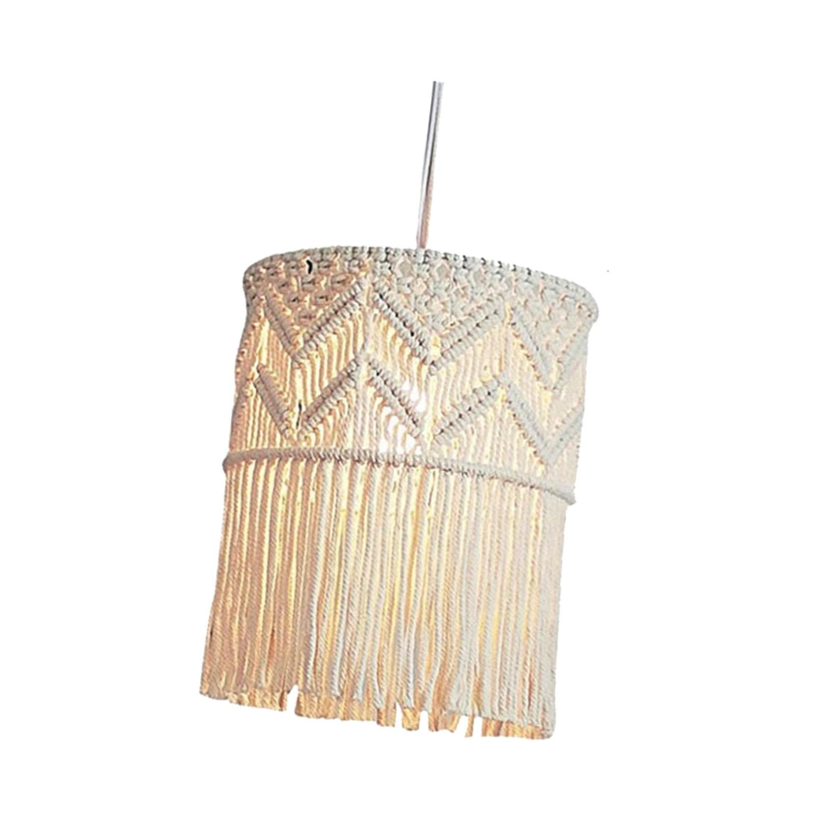 BLWOTMOR Macrame Woven Light Shade Hanging Lamp Cover Boho for Home Decor, Beige
