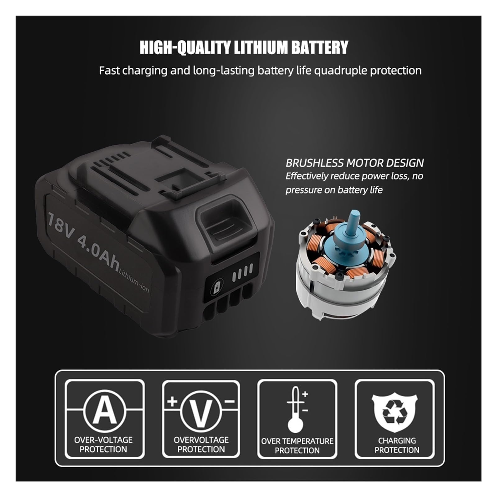 Pulidora rotativa inalámbrica de 18 V, 5 Pulgadas y 125 mm, pulidora de Velocidad Variable con batería de 4000 mAh para encerar, pulir y encerar automóviles y Barcos