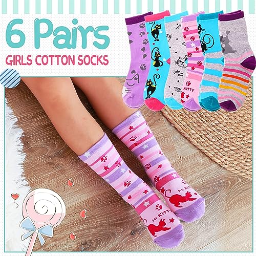 Image of EBMORE Kids Girls Boys Socks Cotton Crew Cute Animal Pattern Fashion Fun Novelty Socks 6 Pack