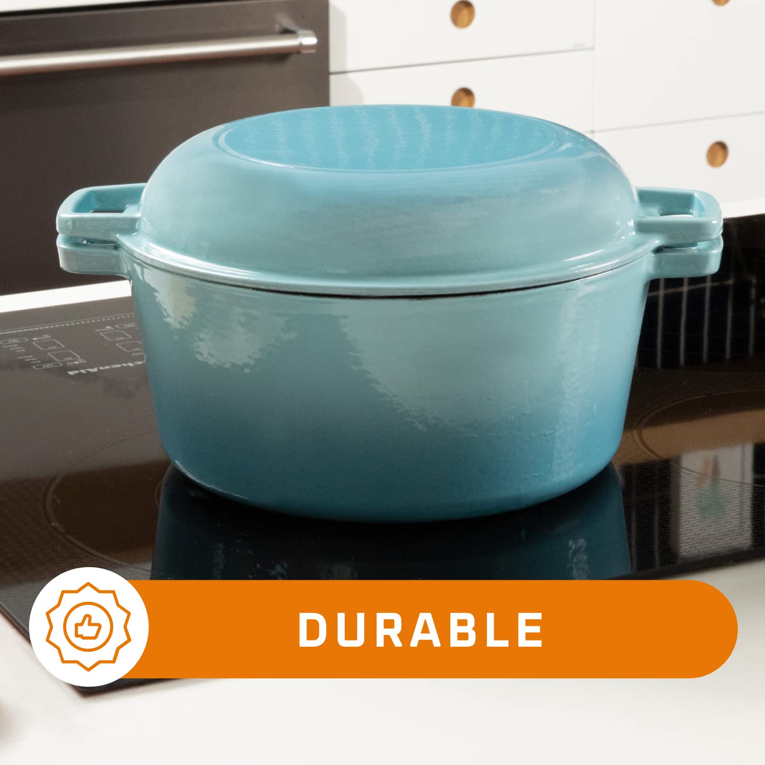 Amazon.co.jp: 2 in 1 エナメル鋳鉄ダブルダッチオーブン&スキレット蓋