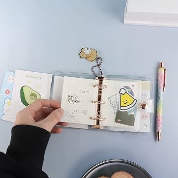 Creative Cute Transparent 3 Ring Mini Loose-leaf Hand Book Student Portable Notebook Ring Binder Kawaii School Supplies
