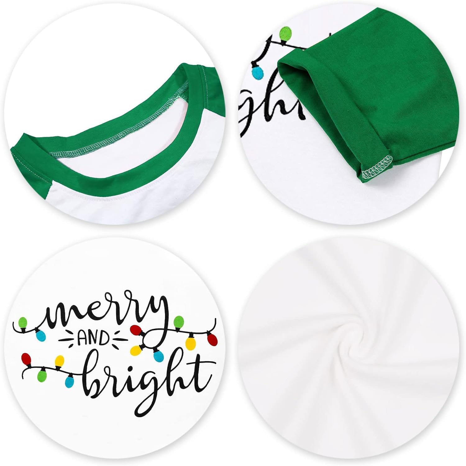 Christmas Tshirt Women Merry and Bright Shirt Letters Print Splicing 3/4 Sleeve Baseball Tshirt Blouse Tee Tops - Image 5