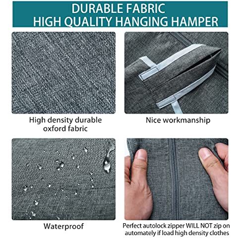 Callmybo Xx-Large Hanging Laundry Hamper With Over Door Hooks And Adhesive, Space Saving Laundry Bag With Zipper And Wide Open Top, Hanging Hamper For Laundry（22"X 35",Grey) #TOP3