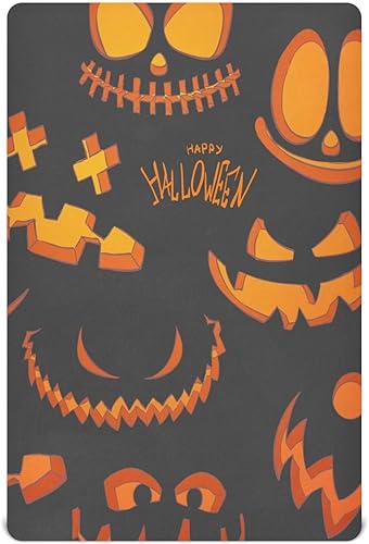 Kigai Fitted Crib Sheet for Boys & Girls Halloween Pumpkin Soft Breathable Unisex Baby Sheets for Standard Crib and Toddler Mattresses 39 x 27 in