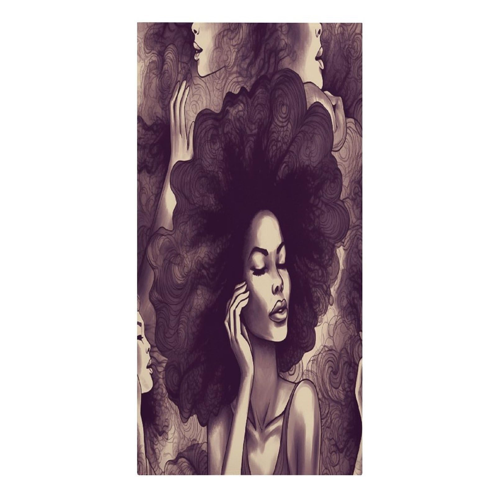 VstaDank African Hair Black Women Beach Towel Vacation Essentials Sand Free Soft Quick Dry Swim Towels 61"x30" Modern Extra Large Towels Lightweight Microfiber Beach Towel for Swimming Pool