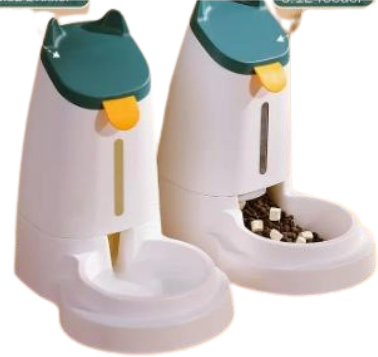 Automatic Pet Feeder & Water Dispenser Set, 3.3L Gravity Food Dispenser + 3.1L Waterer, Non-Electric Cat & Dog Feeding Station with Flow Control, Anti-Slip Base, Large Capacity for Small & Medium Pets