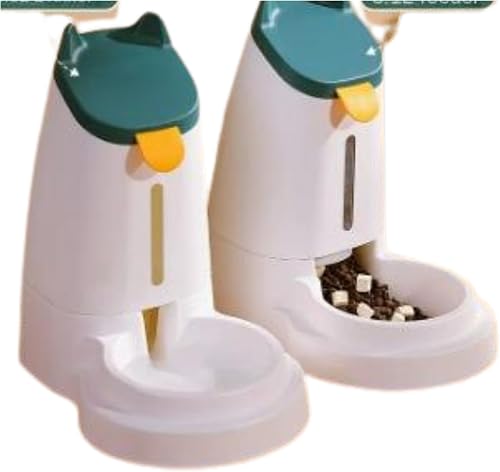 Automated Gravity-Fed Pet Food Dispenser and Waterer Set