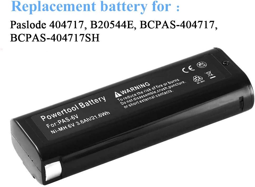 Eagglew 2-Pack 6V 3600mAh NI-MH Replacement Battery Compatible with Paslode 404717 B20544E BCPAS-404717 404400 900400 900420 900600 901000 902000 B20720 CF-325 IM200 F18 6V NI-MH Replacement Battery