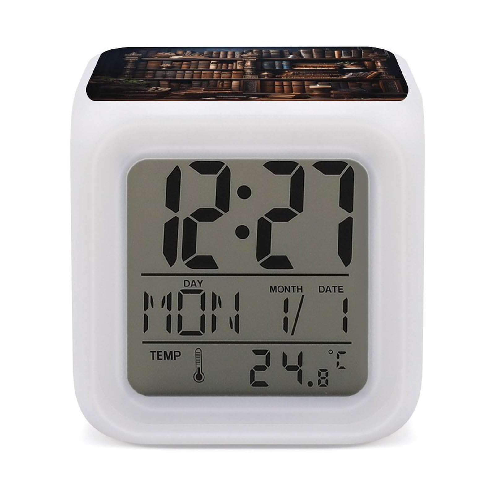 Luz nocturna multicolor y reloj despertador que elimina la oscuridad en dormitorios infantiles