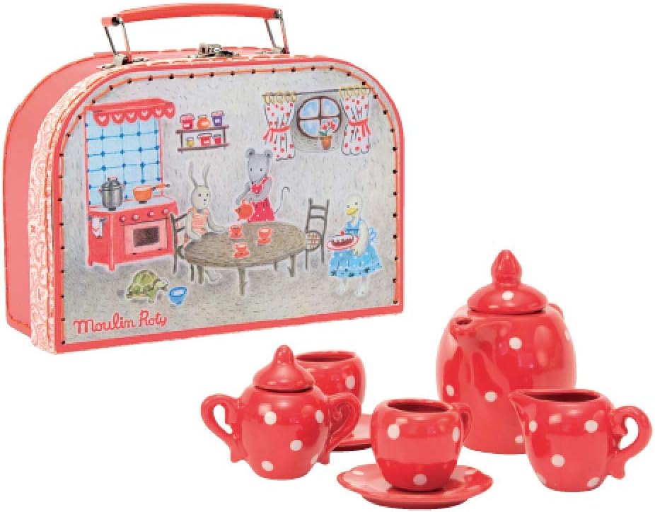 Moulin Roty Red Ceramic Tea Set