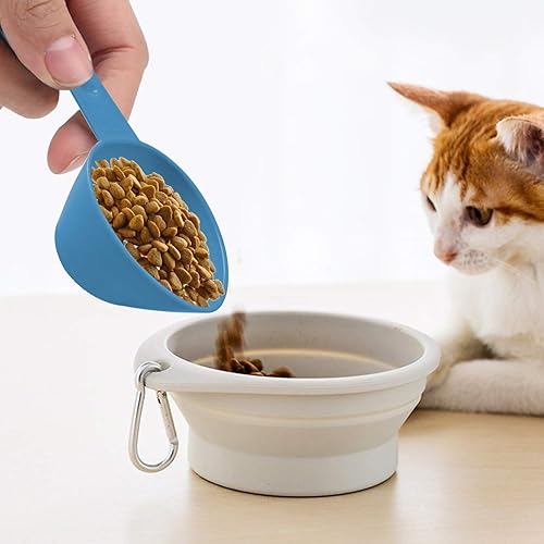 Miniatura 3 de Lainrrew Cuchara de comida para mascotas, tazas de comida para perros, juego de tazas y cucharas medidoras de plástico, cuchara de comida para