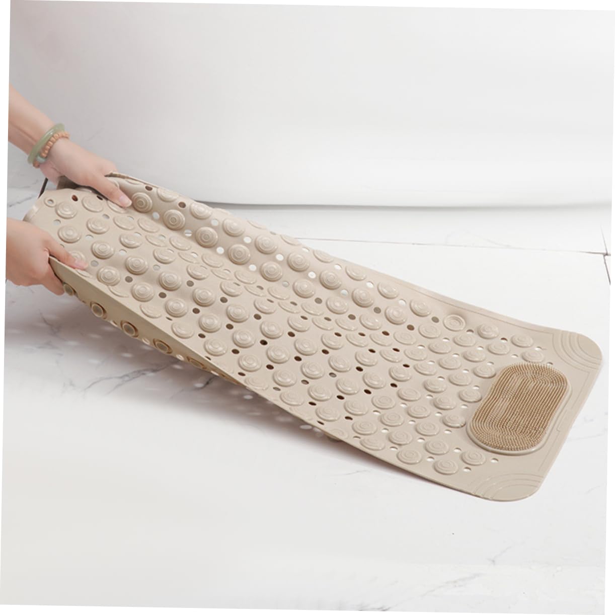 Alfombrilla de Bañera Antideslizante con Ventosas de PVC, Diseño de Drenaje y Masaje Exfoliante para Pies en Ducha y Baño