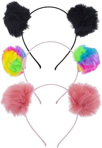 Lux Accessories - Juego de 3 diademas con pompones para Halloween y niñas