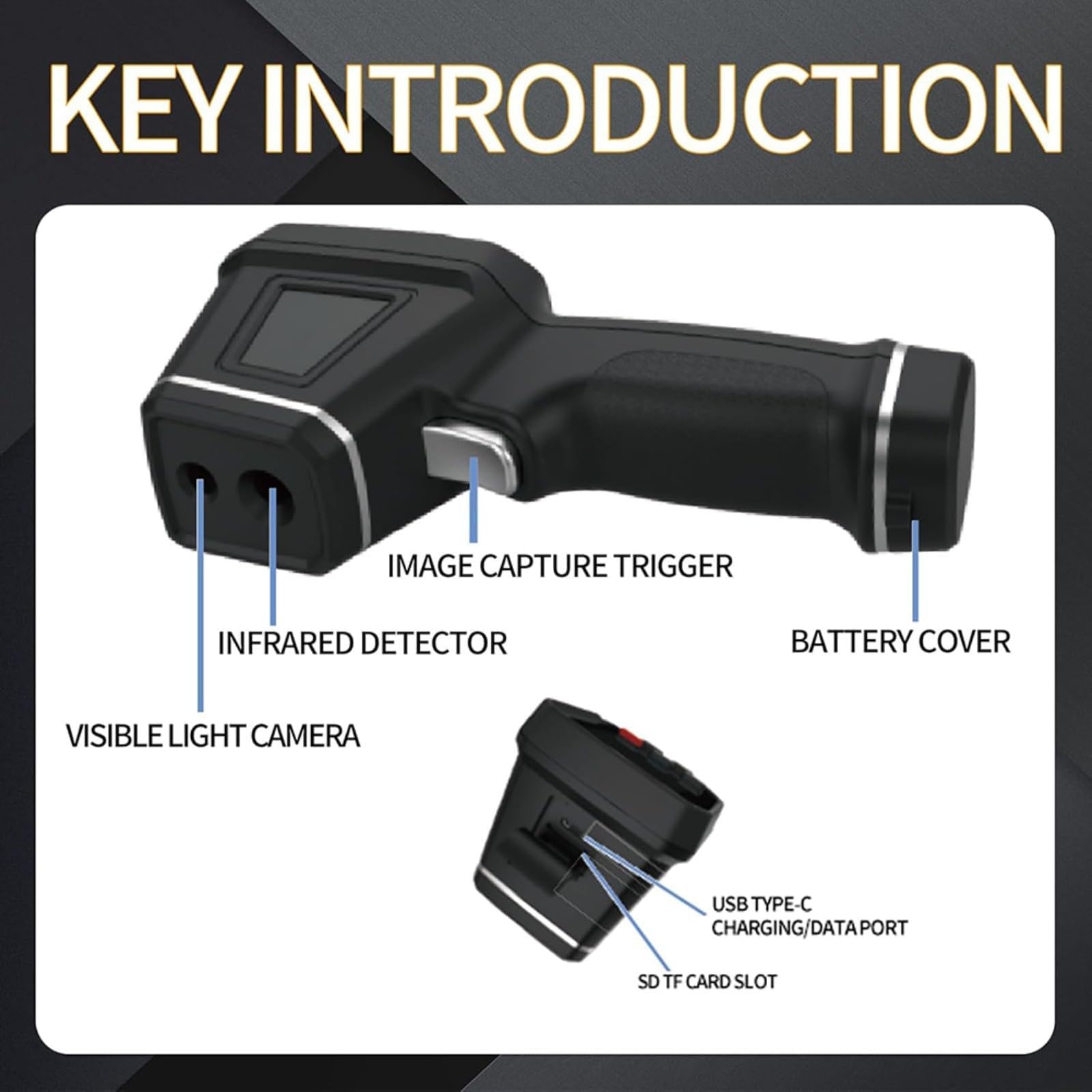 Cámara infrarroja de la toma de imágenes termal de mano, con la memoria recargable de la exhibición 8GB de la batería del USB para la detección termal de la falta