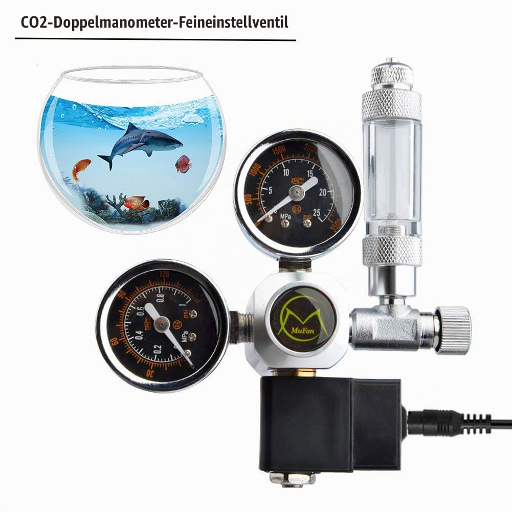 CO2 Druckminderer mit Magnetventil Manometer und Rückschlagventil,Mehrweg Aquarium Magnetventil Blasenzähler W21.8 Interface