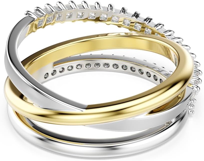 Swarovski Hyperbola ring, Mixed cuts, Clear, Mixed metal finish, Size 8