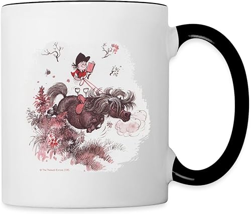 Spreadshirt Thelwell - Taza de dos tonos con licencia de lectura ecuestre, tamaño único, blanco/negro