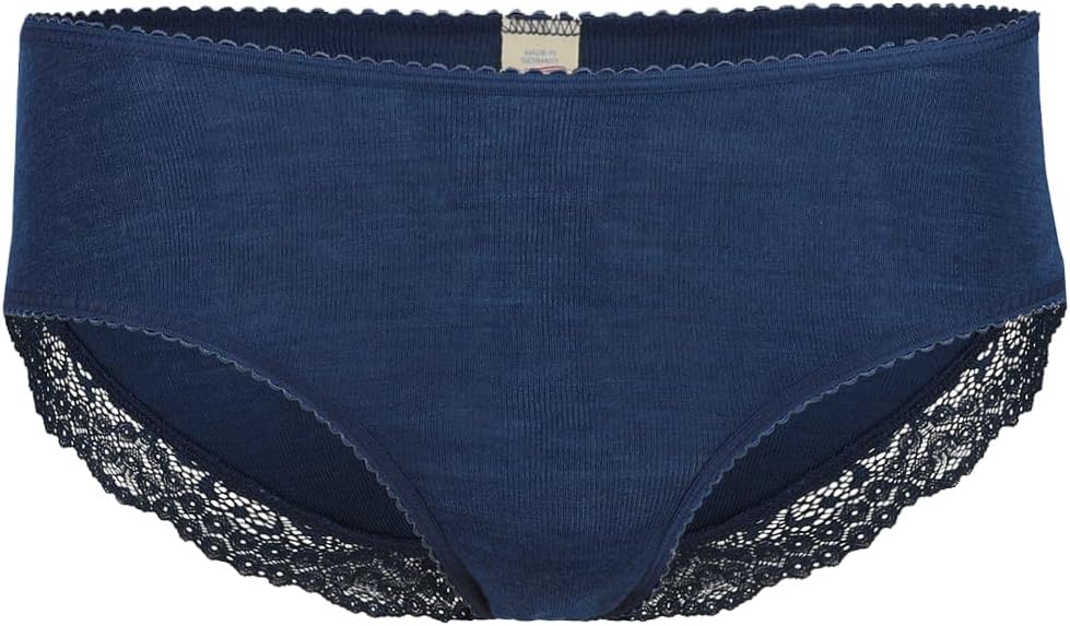 Women’s Thermal Panties Briefs: Moisture Wicking Merino Wool Silk with Lace Detail