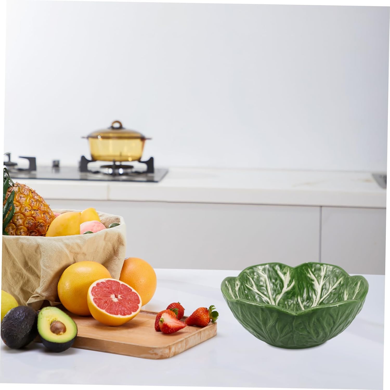TIDTALEO Creative Cabbage-Shaped Ceramic Plate for Serving Fruits and Snacks Unique Dessert Dish Cute Porcelain Appetizer Tray for Tea Rooms and Hotels