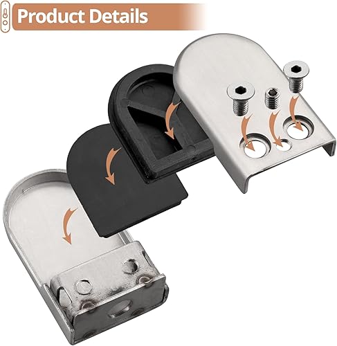 Miniatura 7 de Kamtop Abrazadera de vidrio, abrazadera redonda de vidrio de 0.236 a 0.276 pulgadas, soporte ajustable, abrazaderas de acero inoxidable 304, parte