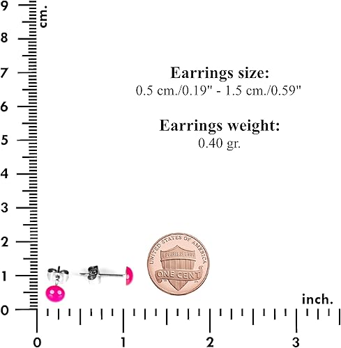 Miniatura 7 de Glow-in-the-Dark 5mm Round Stainless Steel Stud Earrings for Women, Teens & Girls - Hypoallergenic, Flat Back Earrings, Handmade in Italy, Jewelry