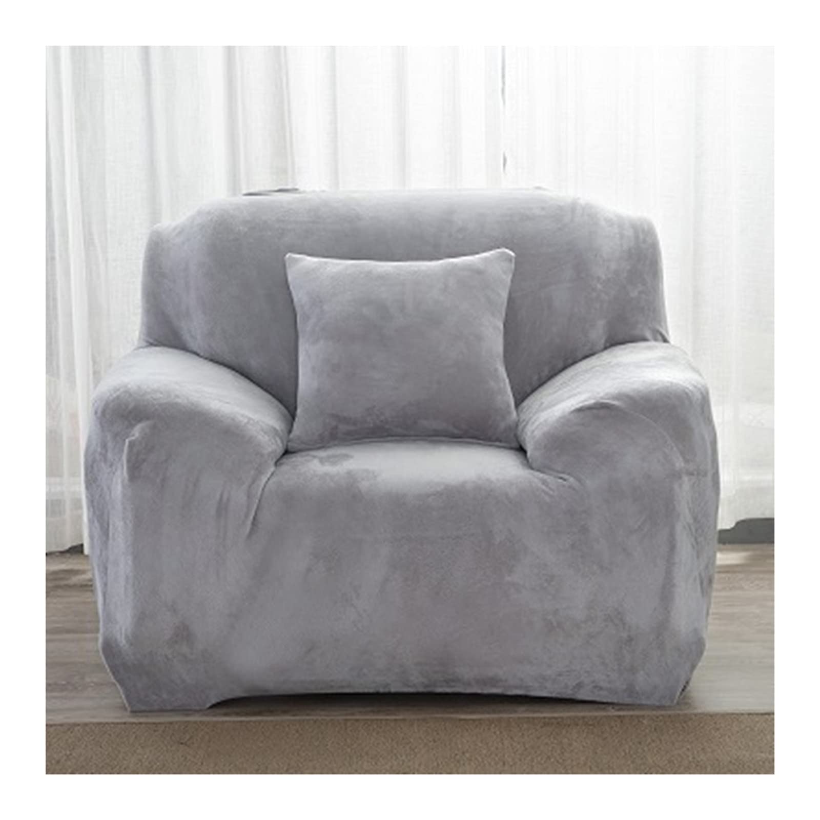 Housse de sofa 1 place gris argent pour rénover un fauteuil 90-140cm